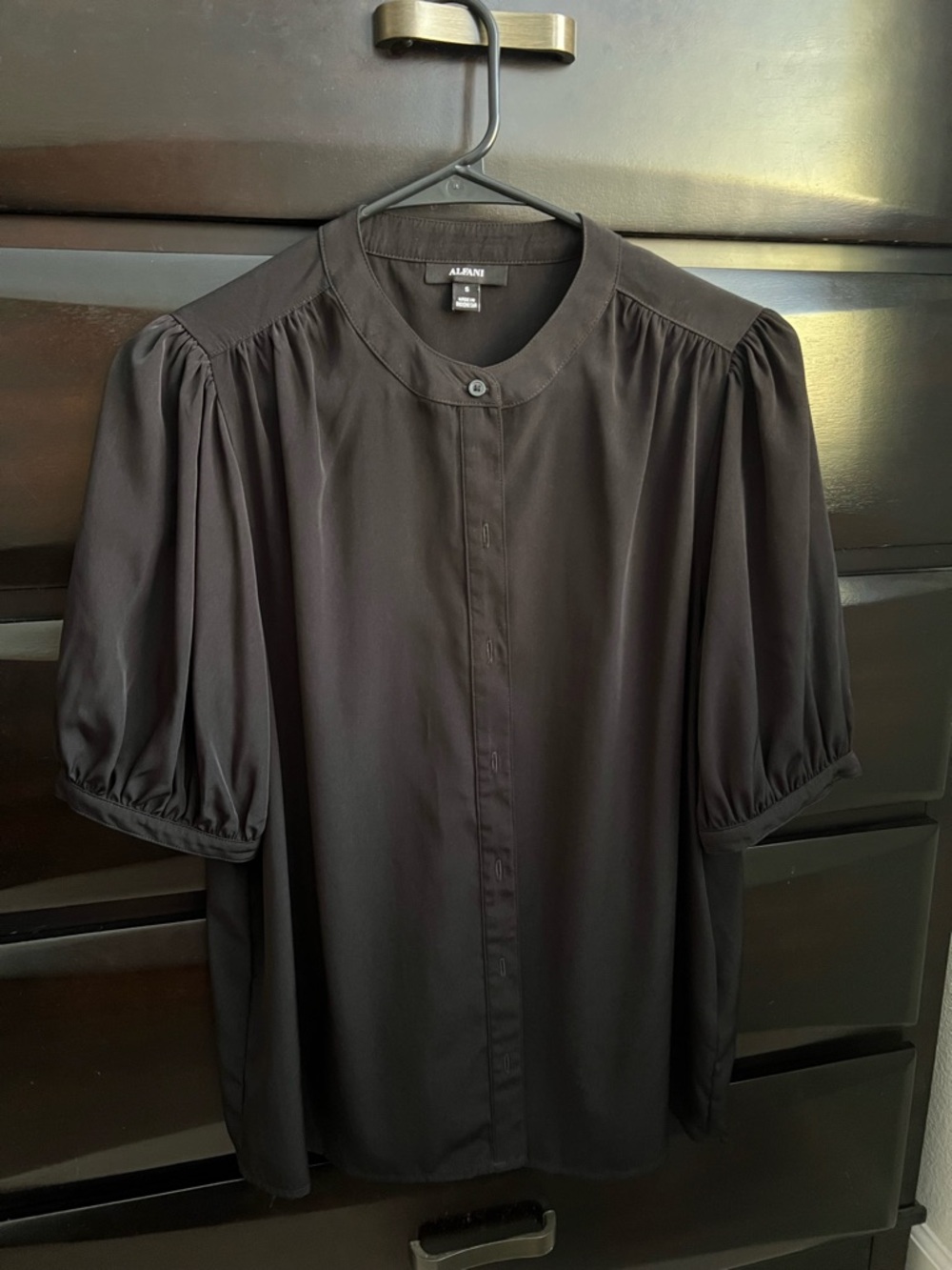 Black Short-Sleeve Button Front Shirt